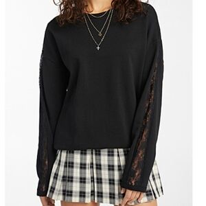 Organic Cotton sweatshirt with Lace Detail From Simons Size Medium, New W Tags